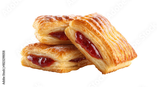 Three pastries with jam in the middle