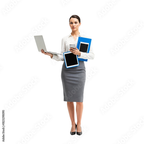 Business Professional with Laptop and Folders — Female Workplace Leader