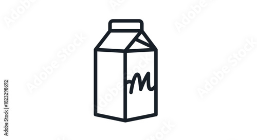 Fresh milk carton icon for healthy breakfast designs or dairy product promotions clean line art style for simple and modern food concepts, Generative AI.