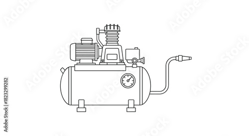 Air compressor design for industrial applications offering a powerful and efficient solution for construction manufacturing and automotive projects, Generative AI.