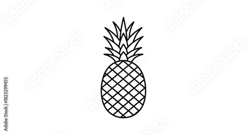 Crisp pineapple outline for modern summer designs and clean tropical vibes perfect for minimalist themes or vibrant color fills in your creative projects, Generative AI.