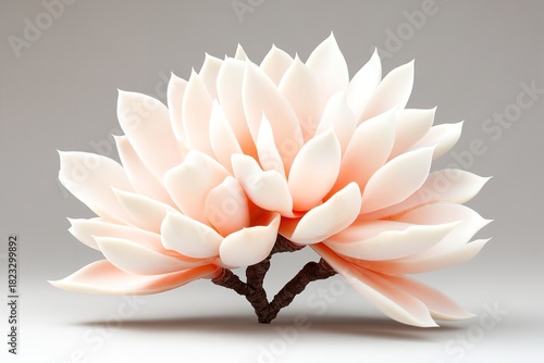 Delicate pink flower sculpture showcasing nature's beauty and artistry in a serene setting