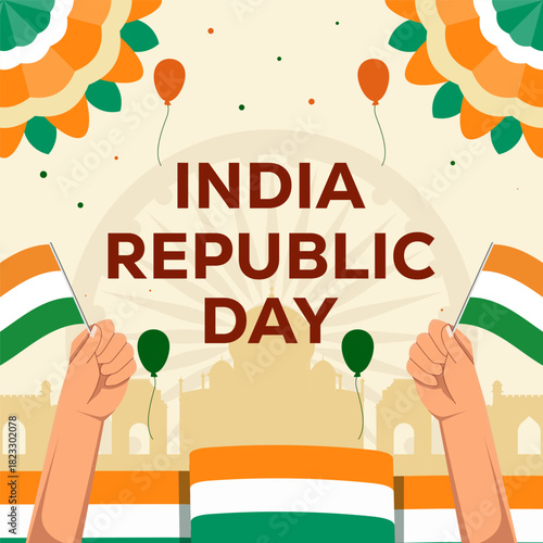 illustration for celebrate india republic day in flat style