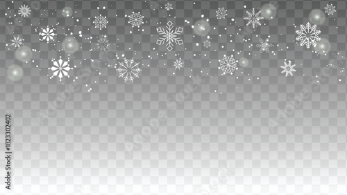icy snow on transparent background. icy falling snowflakes on transparent background vector stock