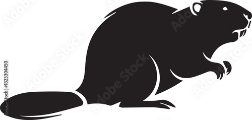 beaver silhouette vector flat illustration design