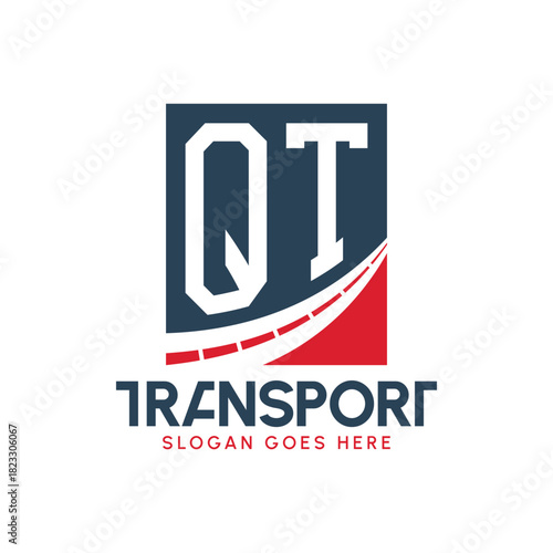 Letter QT Transport Logo Design. Modern QT Road Logo for Delivery, Transport Company and Fleet Business