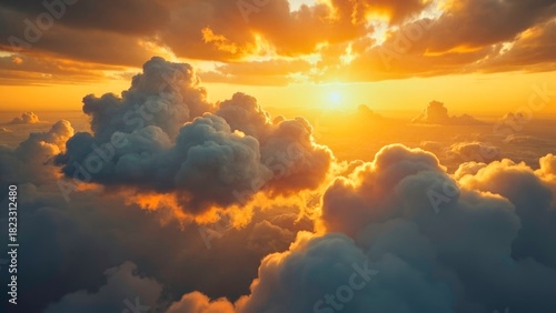 Fototapeta Naklejka Na Ścianę i Meble -  The warm sky scene of sunset clouds