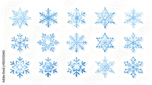 Wallpaper Mural blue snowflakes on white background Torontodigital.ca
