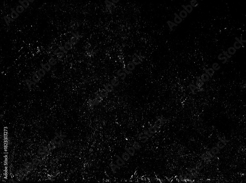 Dust and scratches design. Aged photo editor layer. Black grunge abstract background. Copy space.