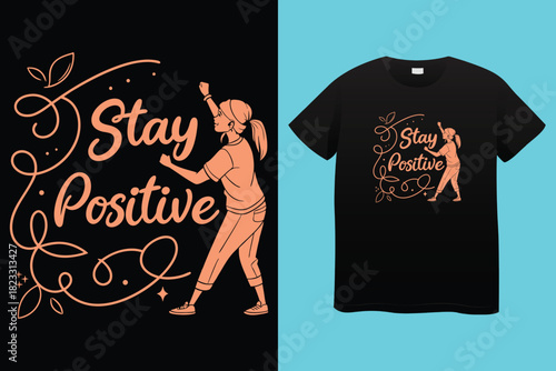 Black t shirt with stay strong graphic and never give up text design
