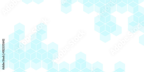 A subtle hexagon pattern background with interconnected shapes in light pastel and white. Simple abstract modern background White geometric hexagonal honeycomb shape texture background 3d copy space.	