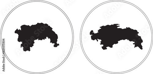 Two abstract organic shapes silhouette in oval frames