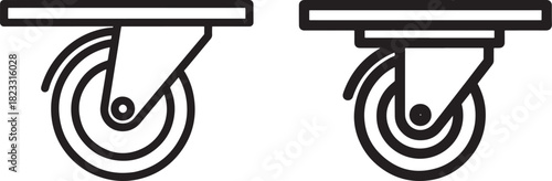 Two industrial caster wheels in silhouette