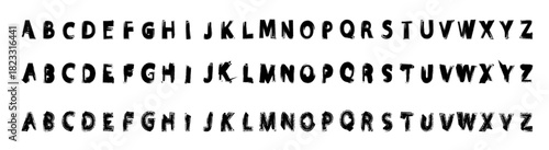 Distressed font alphabet complete set uppercase stencil letter character from to z with painted style for headline vector illustration. 