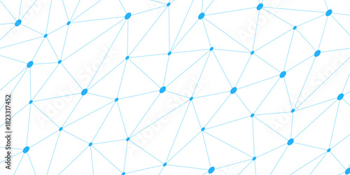 Blue network. futuristic connection technology background with dots and lines for desktop. Structure molecule and communication. Template for science and technology presentation, Vector illustration.	