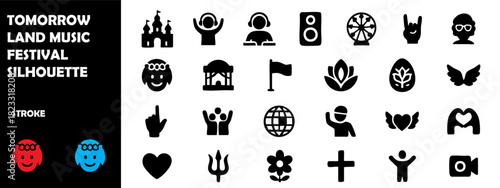 Tomorrowland Music Festival Silhouette Vector – Dance Crowd, DJ Stage, EDM Global Event