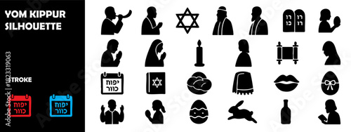 Yom Kippur Silhouette Vector – Jewish Prayer, Day of Atonement, Religious Holy Event