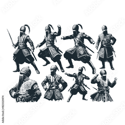 . Black white illustration.