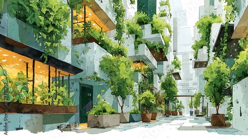 Fototapeta Naklejka Na Ścianę i Meble -  Beautiful urban house surrounded by greenery high resolution picture