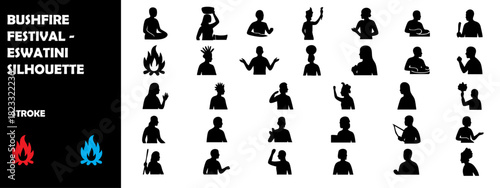Bushfire Festival Eswatini Silhouette Vector – Music & Arts African Cultural Celebration