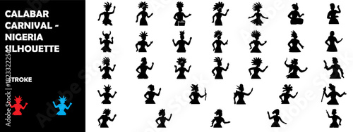 Calabar Carnival Nigeria Silhouette Vector – Dance Parade, Costume Festival, African Culture