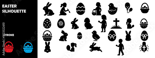 Easter Holiday Silhouette Vector – Cross, Church, Worship, Celebration, Religious Art
