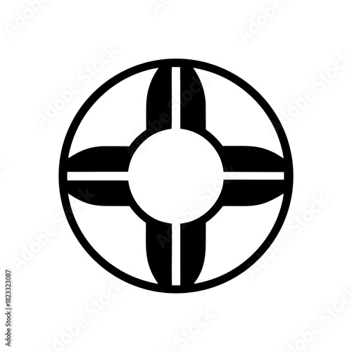 A round lifebuoy icon with four clean segments, representing pool safety and assistance.