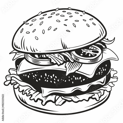 Hamburger fast food illustration