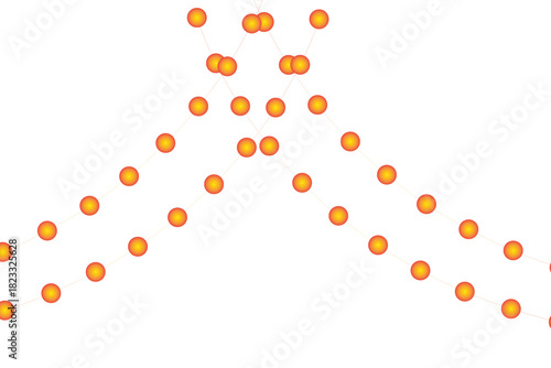 Abstract orange spheres network connection on white background