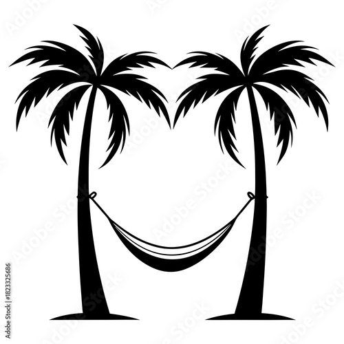 Palm tree hammock tropical icon