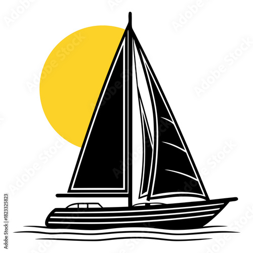 Sailboat on the water with sun