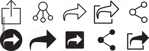 Share arrow link connection icon symbol, share, message, Social media button. Follow, heart, comment, share link, Love, speech bubble, Share, save, like and comment icon,
