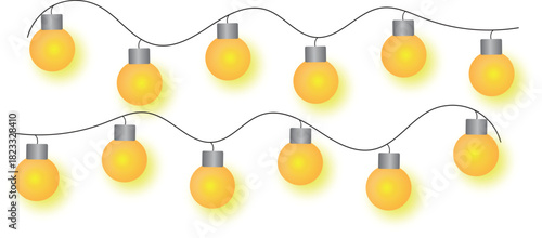 Decorative warm yellow glowing string lights, festive design