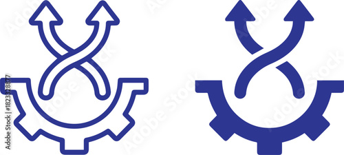 gears, arrows, mechanical symbols, abstract geometric shapes, technological icons, engineering design elements