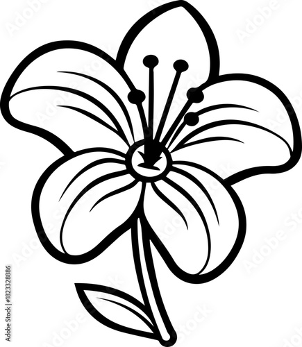 SVG vector illustration of artificial flowers.Black and White Floral Design with Simple Blossoms