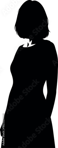 Silhouette of an anonymous woman with a short bob hairstyle