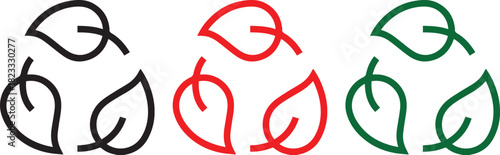 leaf and arrow icons for biodegradable recyclable organic bio labels package set recycle leaves label logo, leaf recycle, using recycled resources