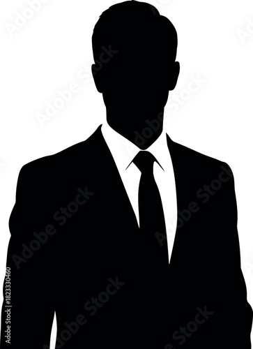 Business professional silhouette in suit and tie. generic icon.