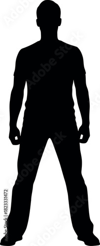 Full body silhouette of a confident standing man, isolated graphic