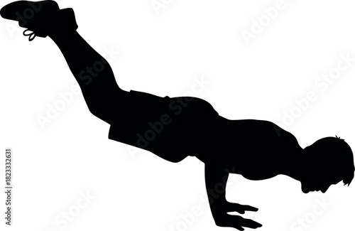Male silhouette executing challenging one-arm calisthenics workout