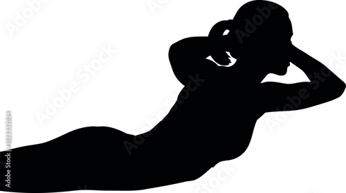 Female silhouette performing core exercise on isolated background