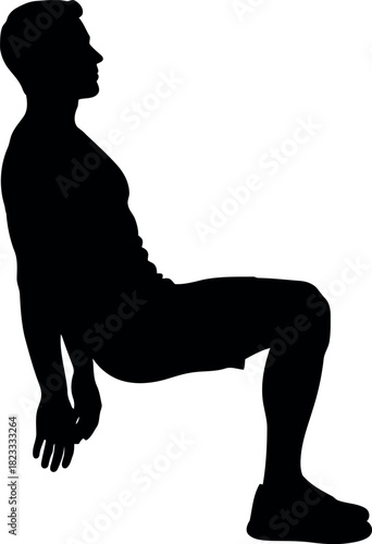 Male silhouette preparing to squat on a clean white background