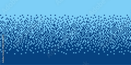 Serene blue pixel art background showcasing a captivating gradient transition from pale sky to deep ocean, embodying digital diffusion and modern data aesthetics