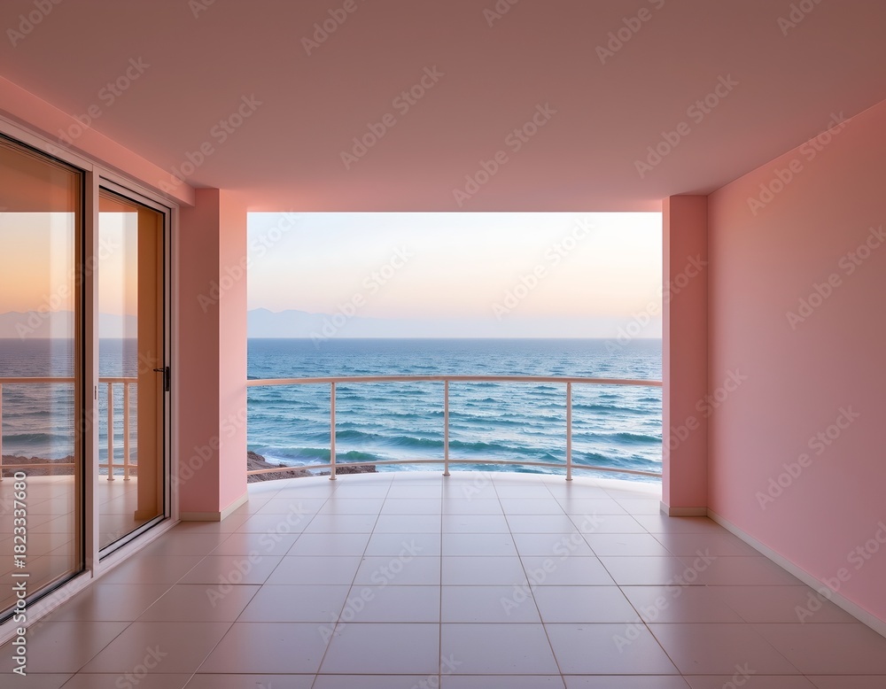 Obraz premium Serene Sunset Balcony Overlooking Calm