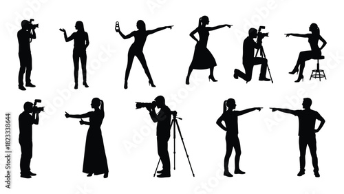 People silhouettes vector set isolated on white background, Vector
