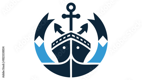 Nautical ship anchor emblem logo
