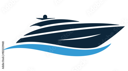 Sleek modern yacht boat emblem