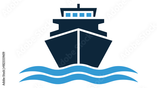 Front view ship icon with waves