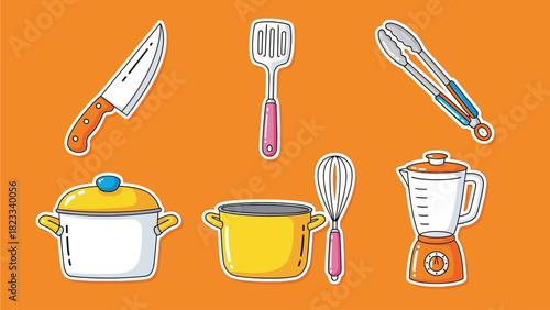 Cartoon Kitchen Utensils and Cookware