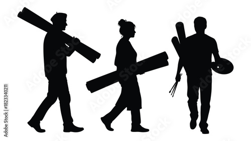 Creative professionals silhouettes isolated on white background, Vector